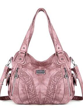 Washed Synthetic Leather Tote Bag Top Handle Satchel Shoulder Handbag